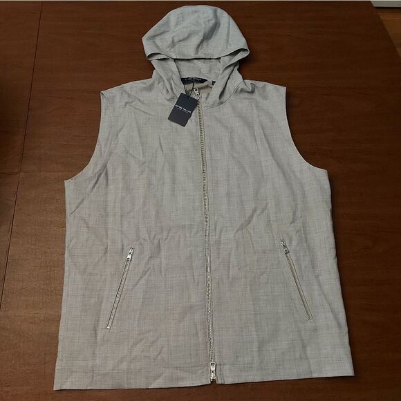 Peter Millar Crown Crafted Excursionist Lite Hooded Vest Grey Wool Men's Size L